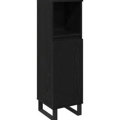 vidaXL Badkamer Kast Zwart Eiken 30 x 30 x 100 cm Bewerkt hout