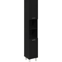 vidaXL Badkamer Kast Zwart Eiken 30 x 30 x 179 cm Bewerkt hout