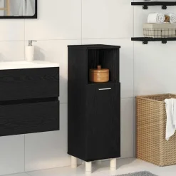 vidaXL Badkamer Kast Zwart Eiken 30 x 30 x 95 cm Bewerkt hout