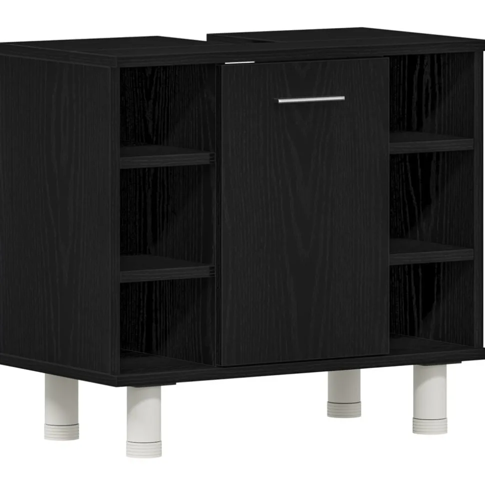 vidaXL Badkamer Kast Zwart Eiken 60 x 32 x 54 cm Bewerkt hout