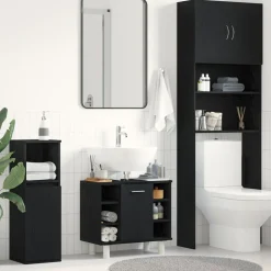vidaXL Badkamer Kast Zwart Eiken 60 x 32 x 54 cm Bewerkt hout