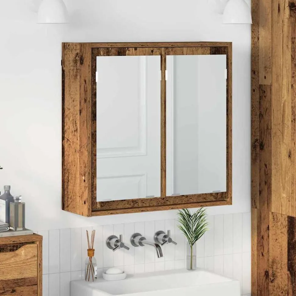 vidaXL Badkamer spiegelkast Oud Hout 60 x 20 x 60 cm Bewerkt hout