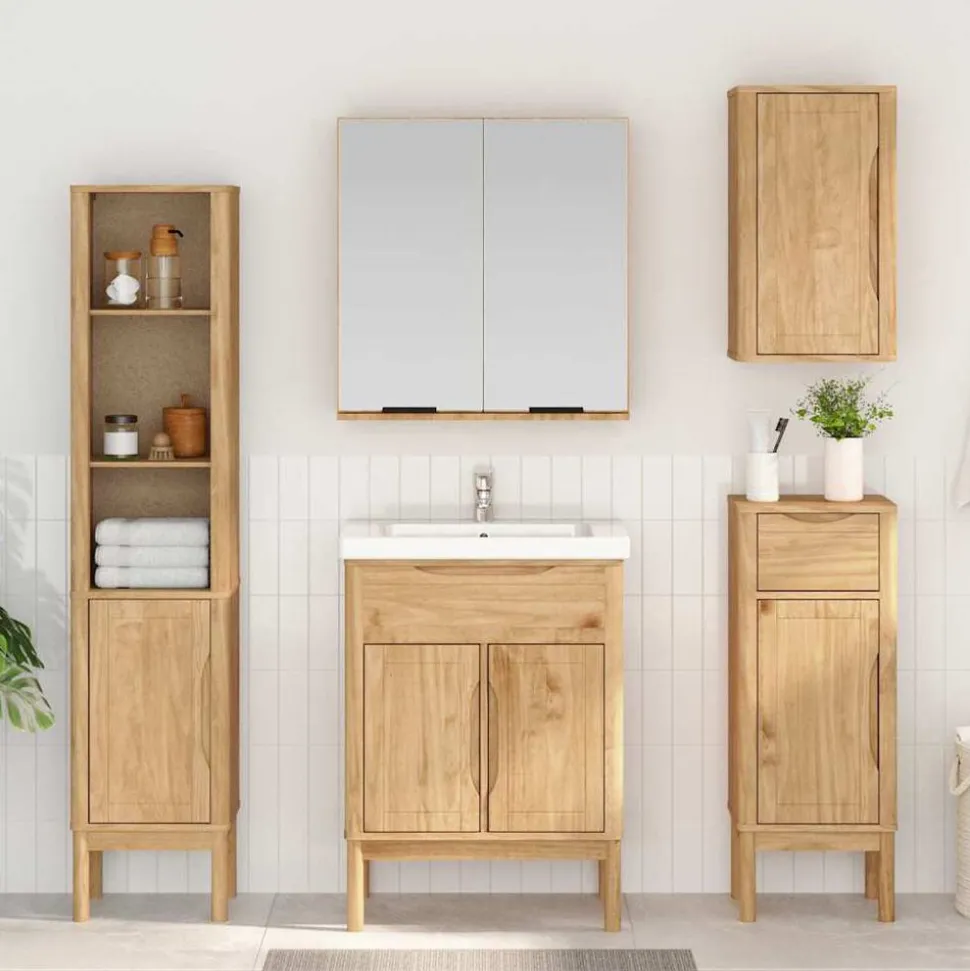 vidaXL Badkamer wandkast met plank FLORO Wasbruin 35 x 30 x 60 cm