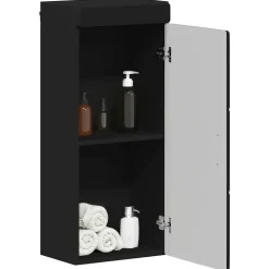 vidaXL Badkamer wandkast TULUM Zwart 37 x 24,5 x 86 cm Bewerkt hout