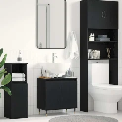 vidaXL Badkamer wastafelkast Zwart Eiken 58 x 33 x 60 cm Bewerkt hout