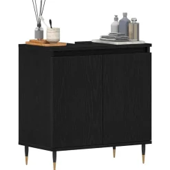vidaXL Badkamer wastafelkast Zwart Eiken 58 x 33 x 60 cm Bewerkt hout