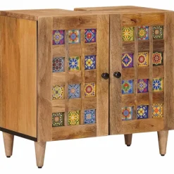 vidaXL Badkamer wastafelkast met opslag Naturel 62 x 33 x 58 cm