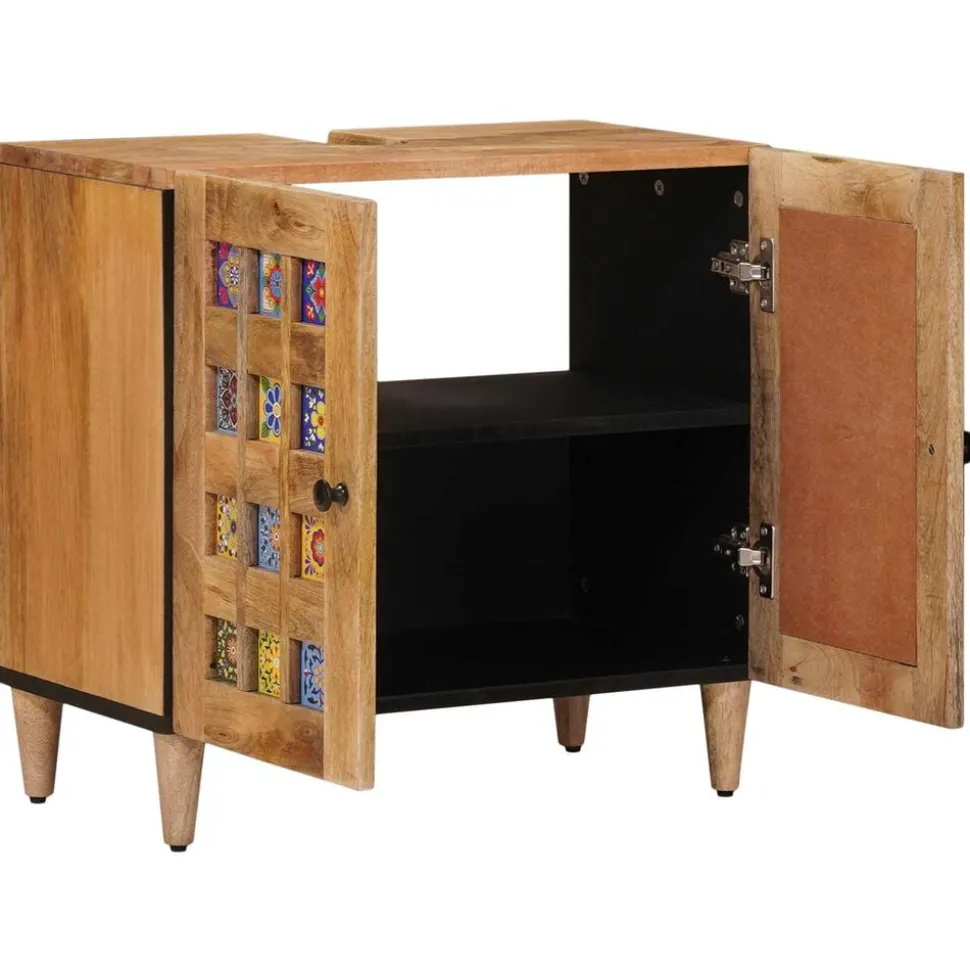 vidaXL Badkamer wastafelkast met opslag Naturel 62 x 33 x 58 cm