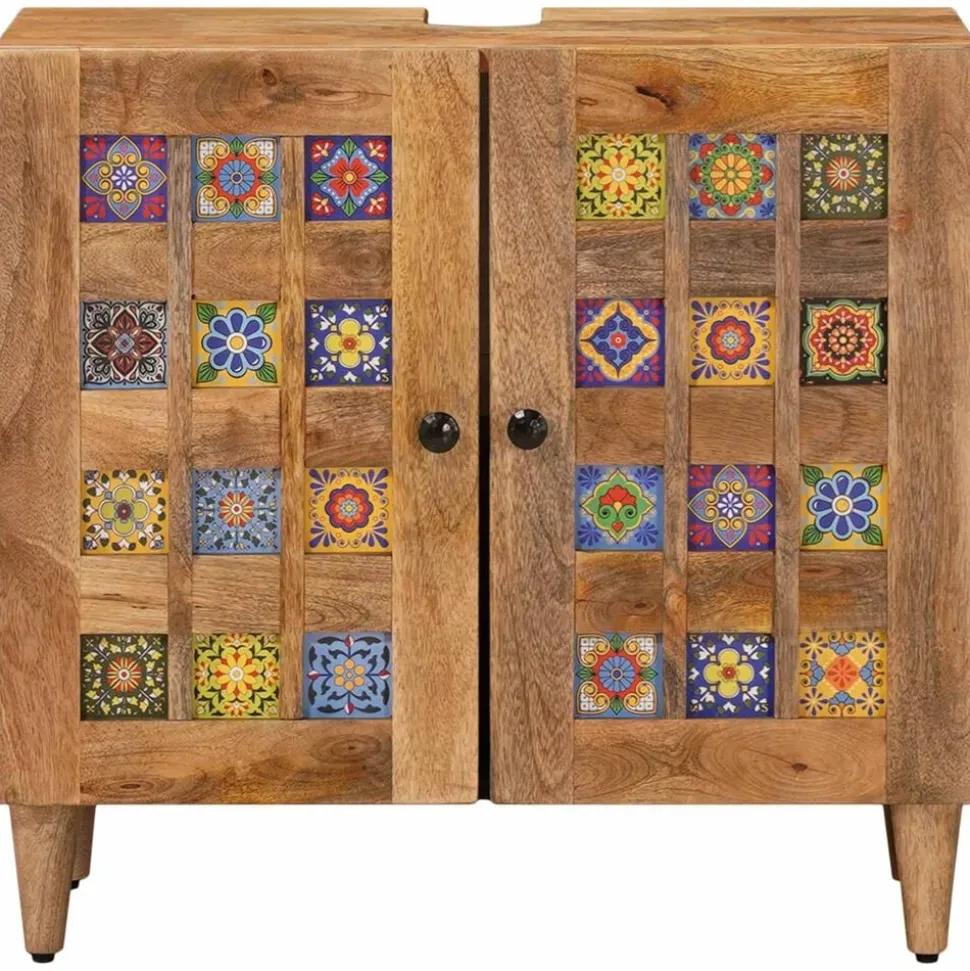 vidaXL Badkamer wastafelkast met opslag Naturel 62 x 33 x 58 cm