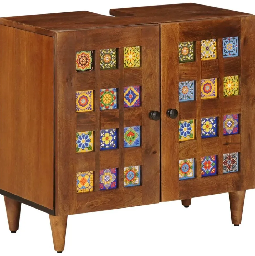 vidaXL Badkamer wastafelkast met opslag Walnotenhout 62 x 33 x 58 cm
