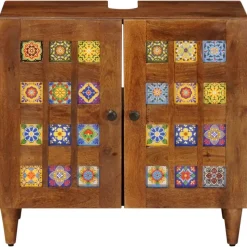 vidaXL Badkamer wastafelkast met opslag Walnotenhout 62 x 33 x 58 cm