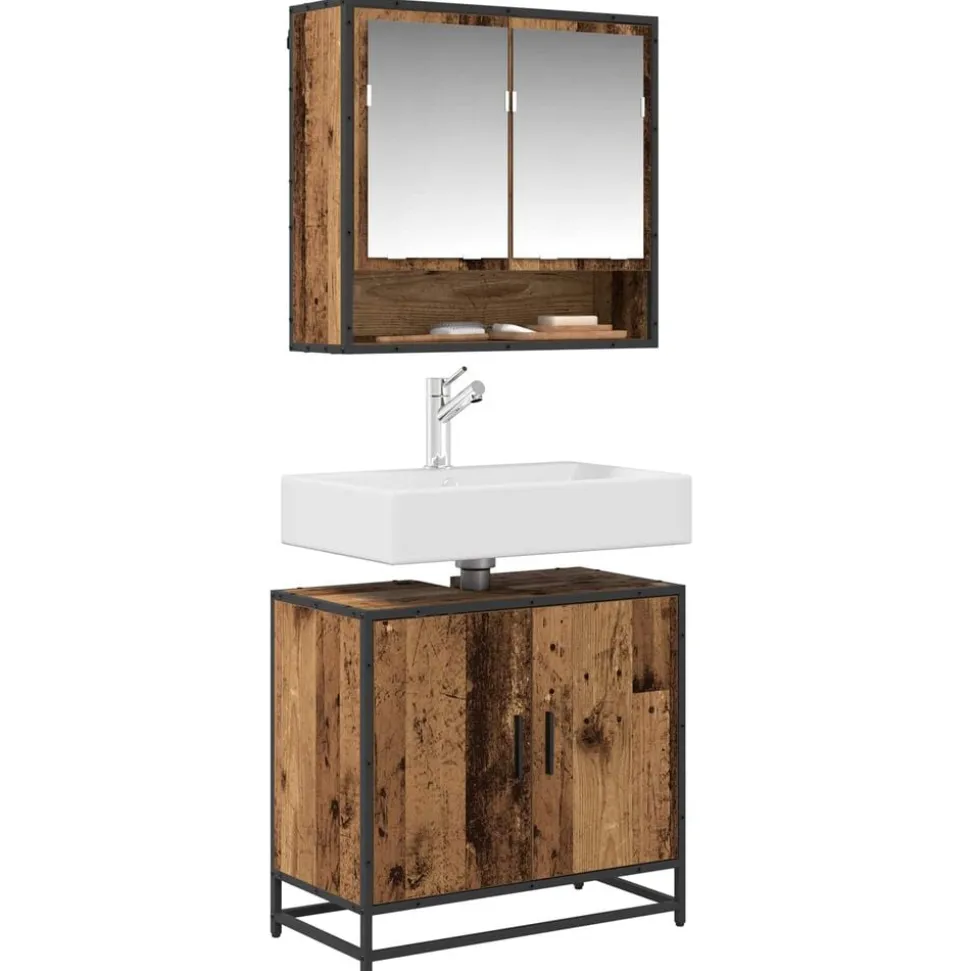 vidaXL Badkamer wastafelkast Oud Hout 65 x 33 x 60 cm Bewerkt hout