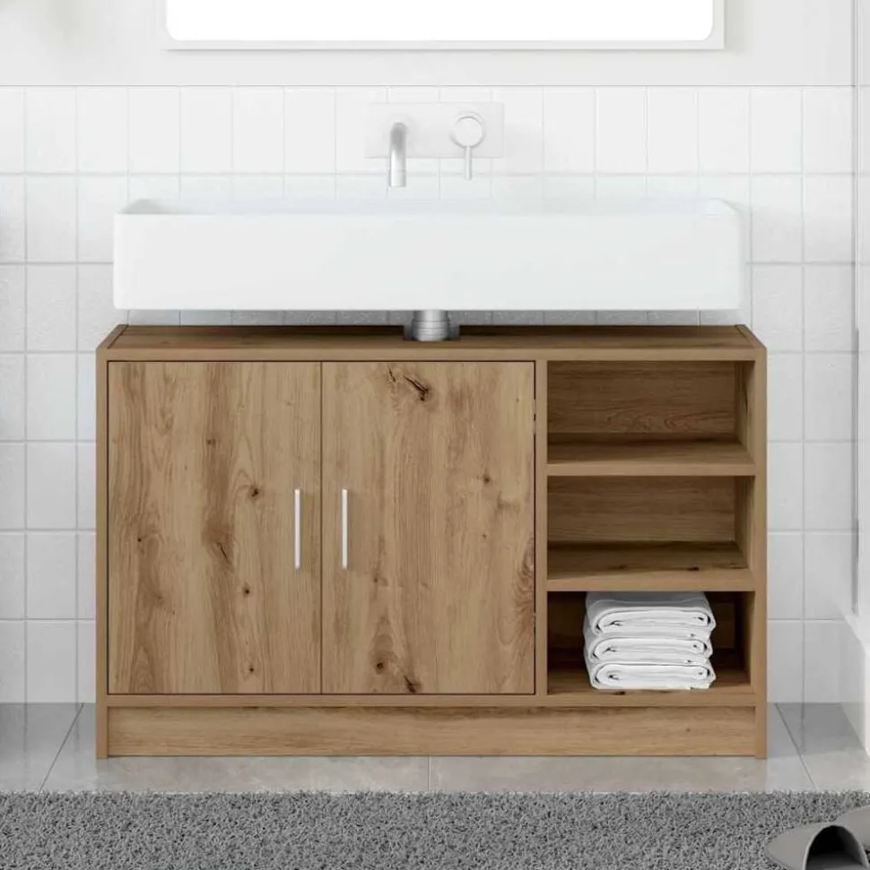 vidaXL Badkamerkast Artisan Eiken 90 x 29 x 55 cm Bewerkt hout