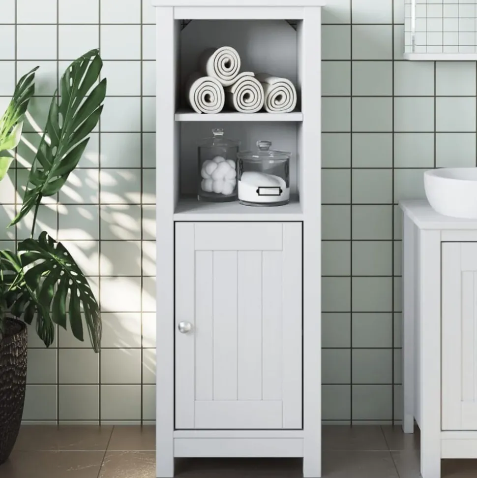 vidaXL Badkamerkast BERG 40x34x110 cm massief grenenhout wit