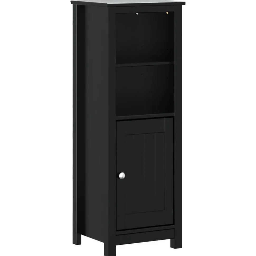 vidaXL Badkamerkast BERG 40x34x110 cm massief grenenhout zwart