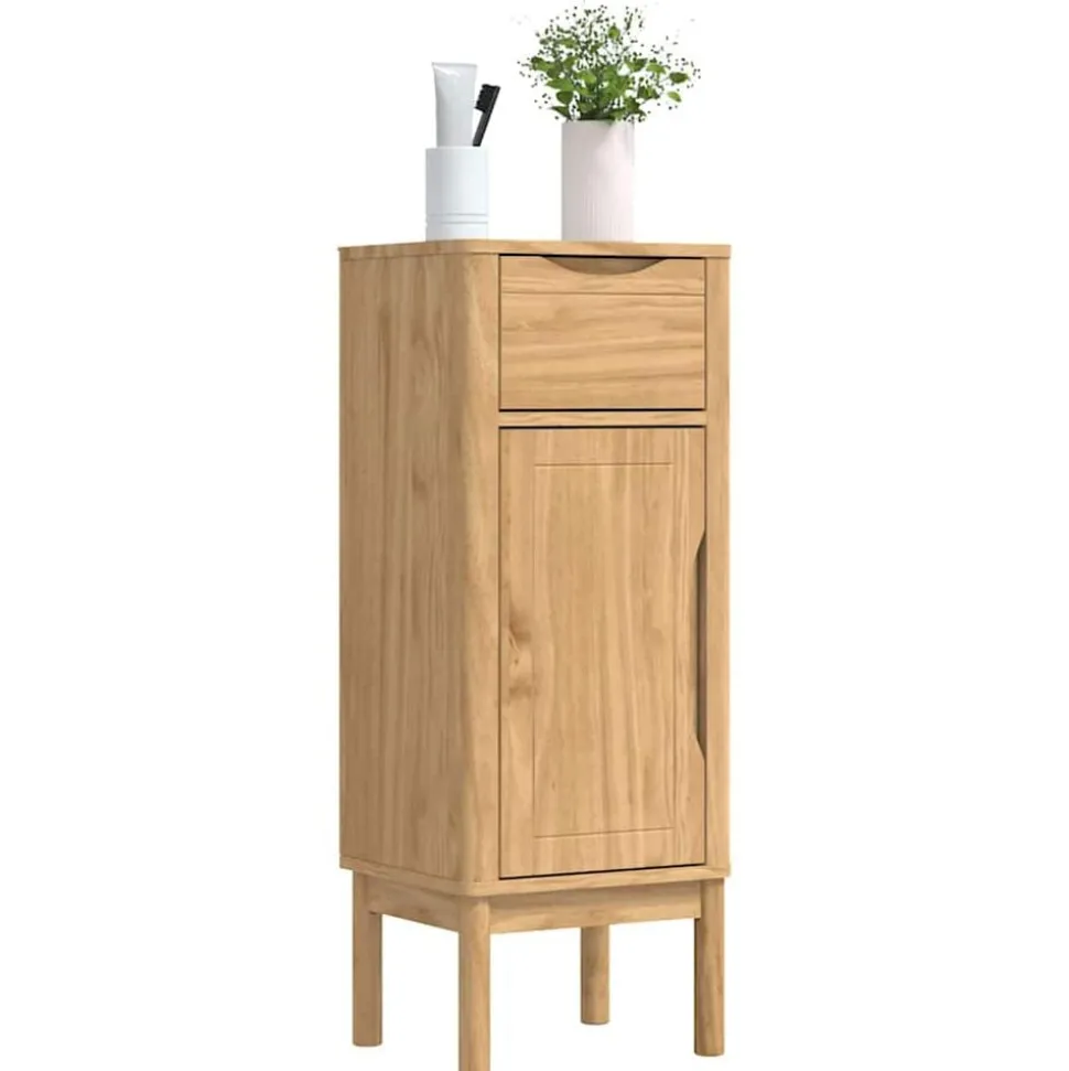 vidaXL Badkamerkast FLORO Wasbruin 35 x 30 x 90 cm Massief Vurenhout