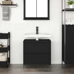 vidaXL Badkamerkast met lades 60x34,5x60 cm zwart eikenkleurig