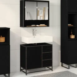 vidaXL Badkamerkast met lade Zwart Eiken 65 x 33 x 60 cm Bewerkt hout