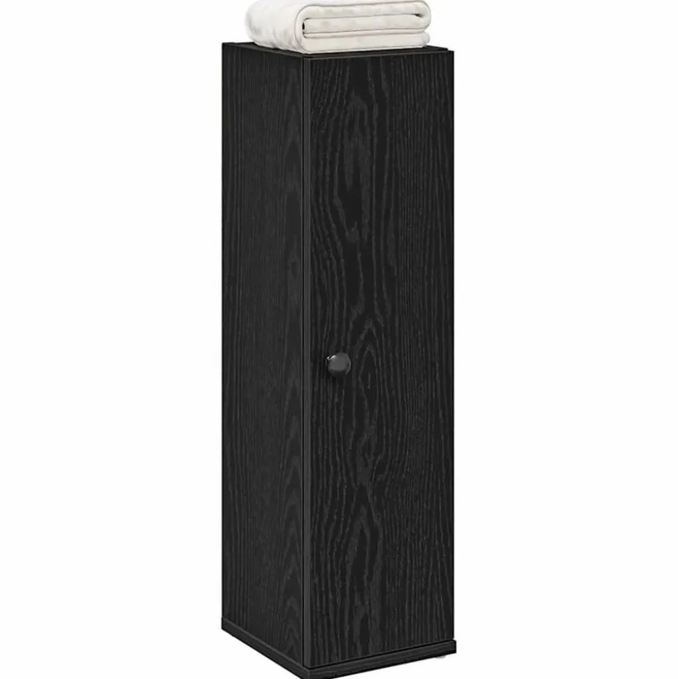 vidaXL Badkamerkast met rolhouder 20,5x22x72 cm zwart