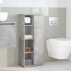 vidaXL Badkamerkast met rolhouder 39x22x90 cm betongrijs