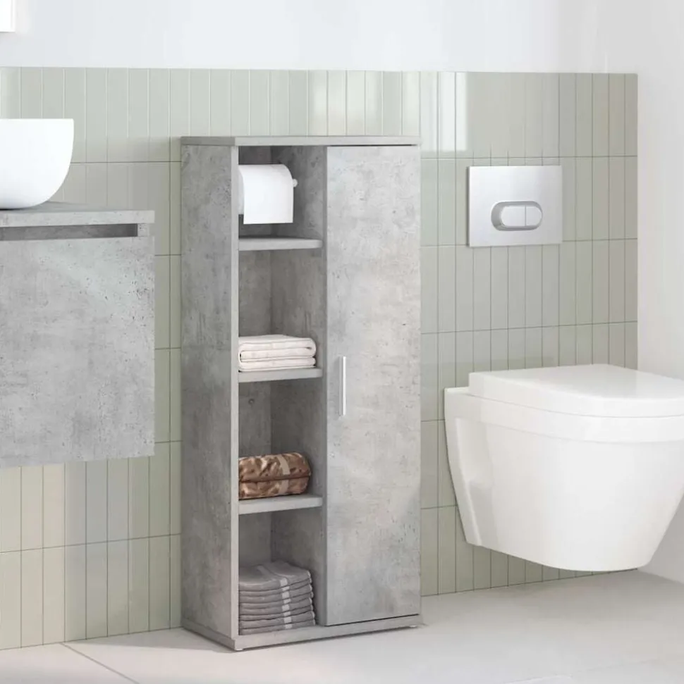 vidaXL Badkamerkast met rolhouder 39x22x90 cm betongrijs