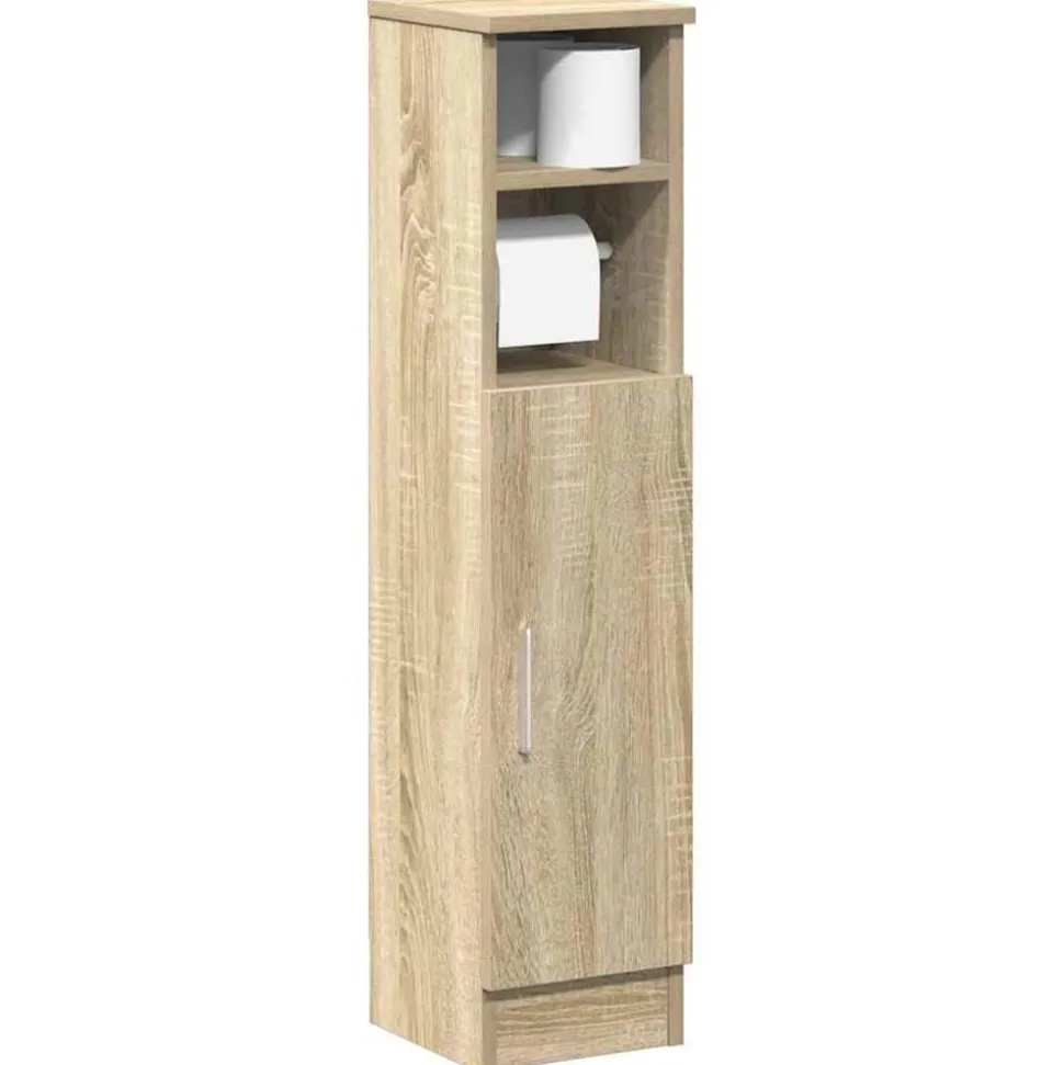 vidaXL Badkamerkast met rolhouder 20,5x22x90 cm sonoma eikenkleurig
