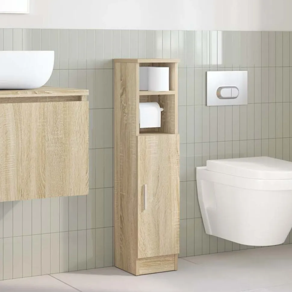vidaXL Badkamerkast met rolhouder 20,5x22x90 cm sonoma eikenkleurig