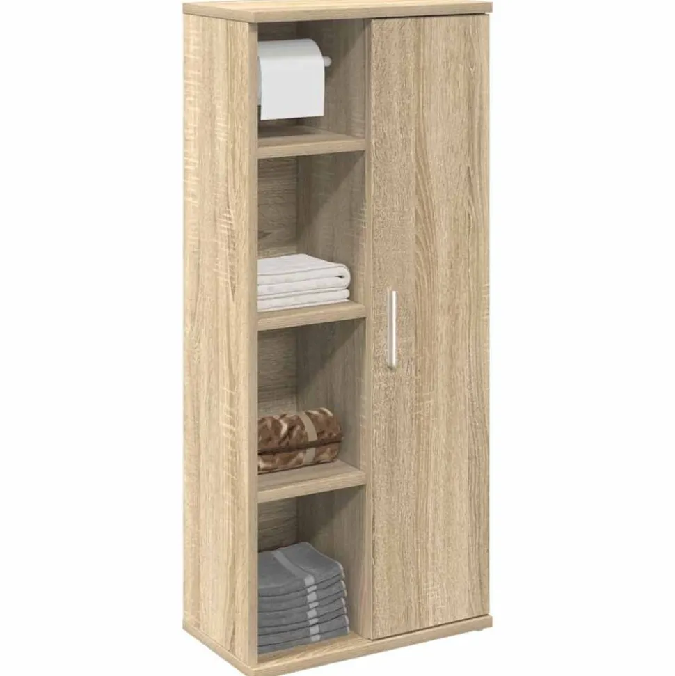 vidaXL Badkamerkast met rolhouder 39x22x90 cm sonoma eikenkleurig