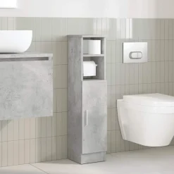 vidaXL Badkamerkast met rolhouder 20,5x22x90 cm betongrijs