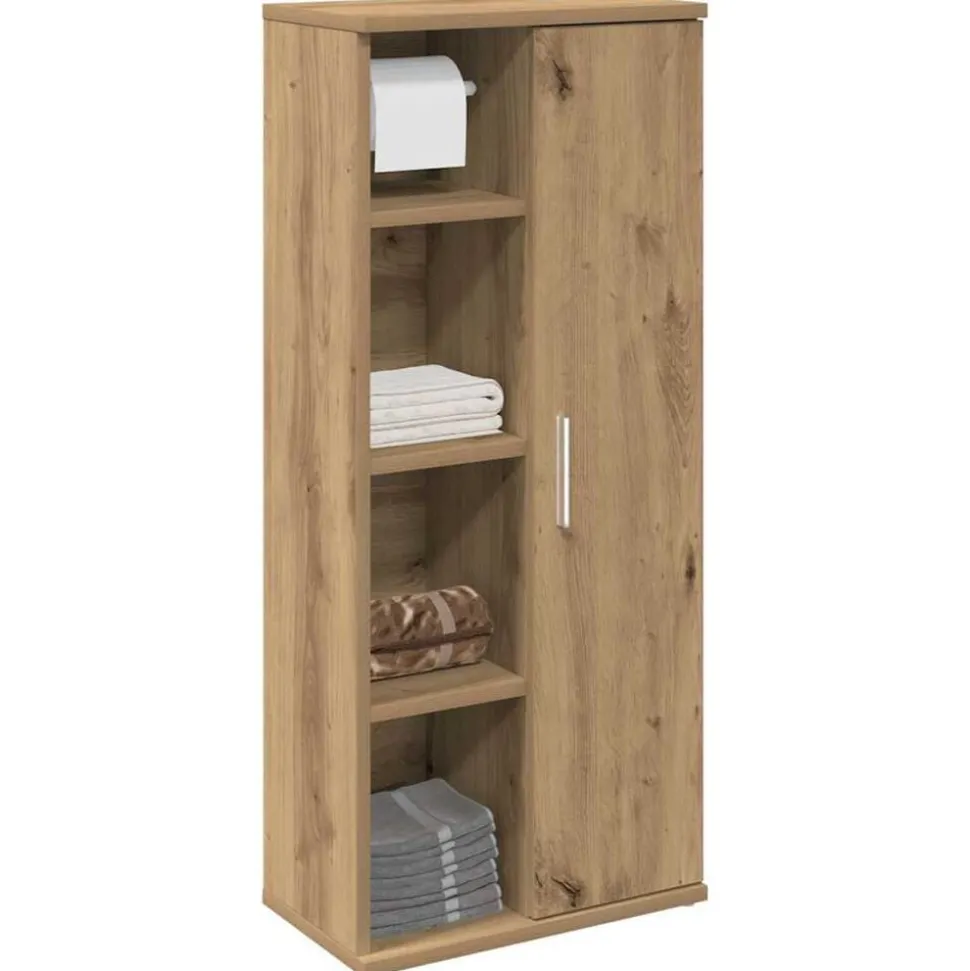 vidaXL Badkamerkast met rolhouder 39x22x90 cm artisanaal eikenkleur