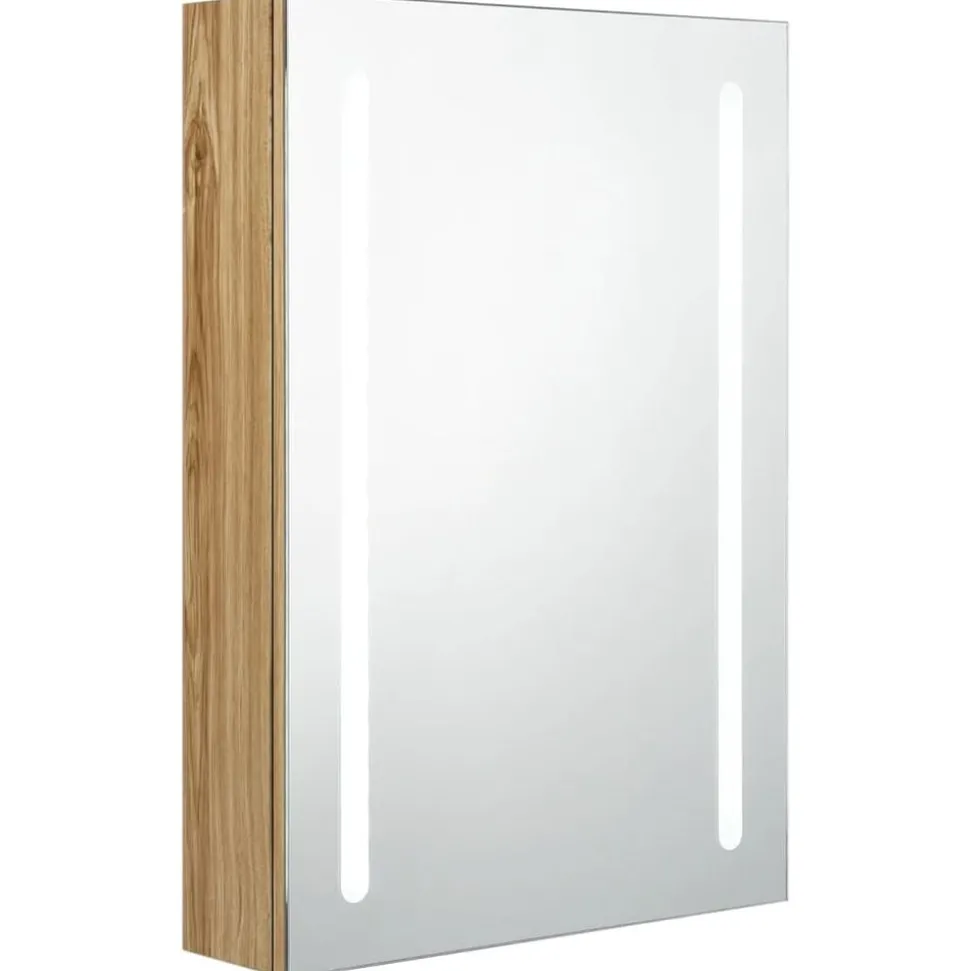 vidaXL Badkamerkast met spiegel en LED 50x13x70 cm eikenkleurig