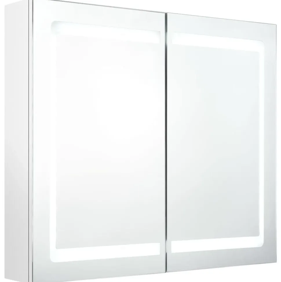vidaXL Badkamerkast met spiegel en LED 80x12x68 cm glanzend wit