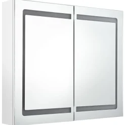 vidaXL Badkamerkast met spiegel en LED 80x12x68 cm glanzend wit