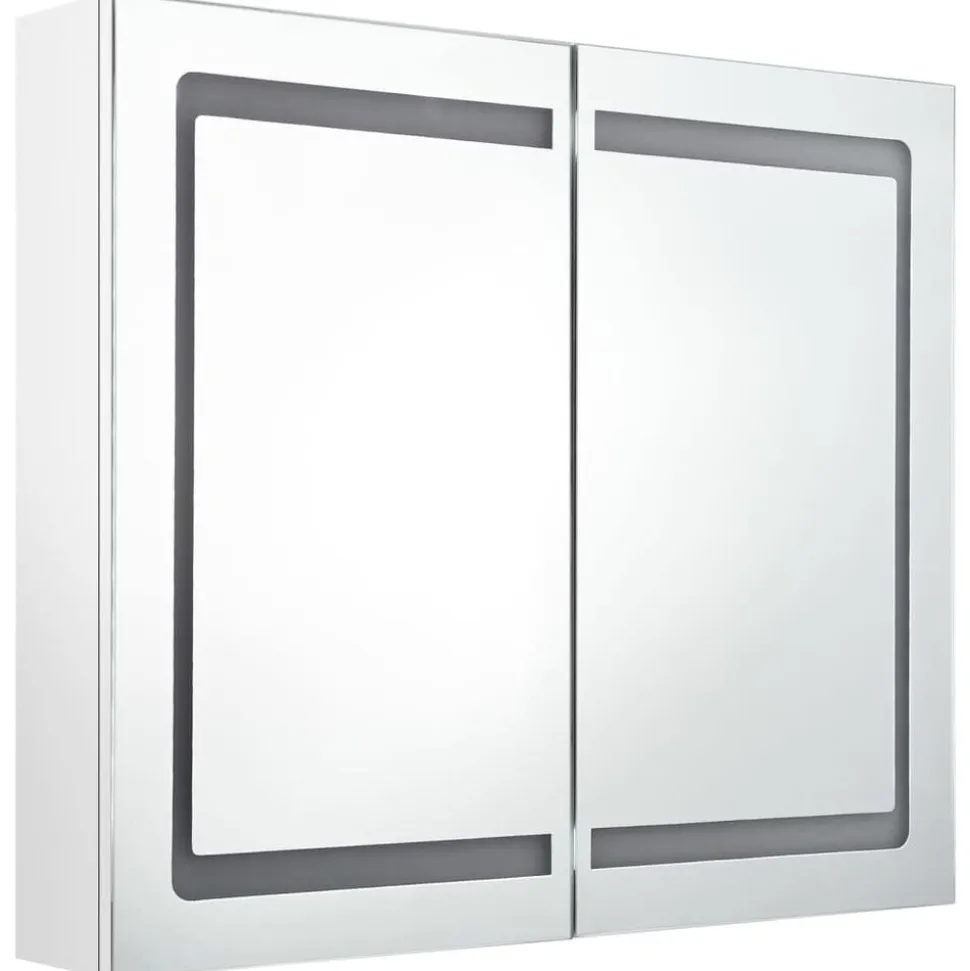 vidaXL Badkamerkast met spiegel en LED 80x12x68 cm glanzend wit