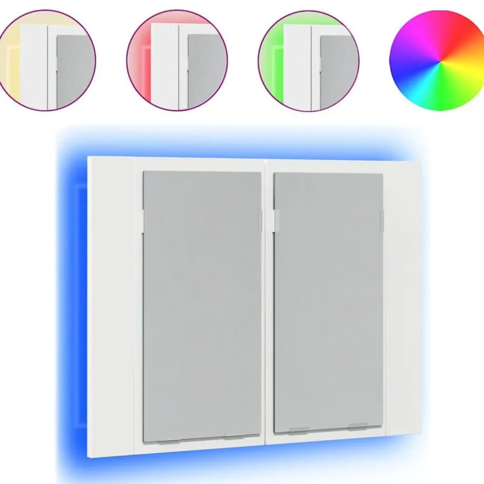 vidaXL Badkamerkast met spiegel en LED 60x12x45 cm acryl wit