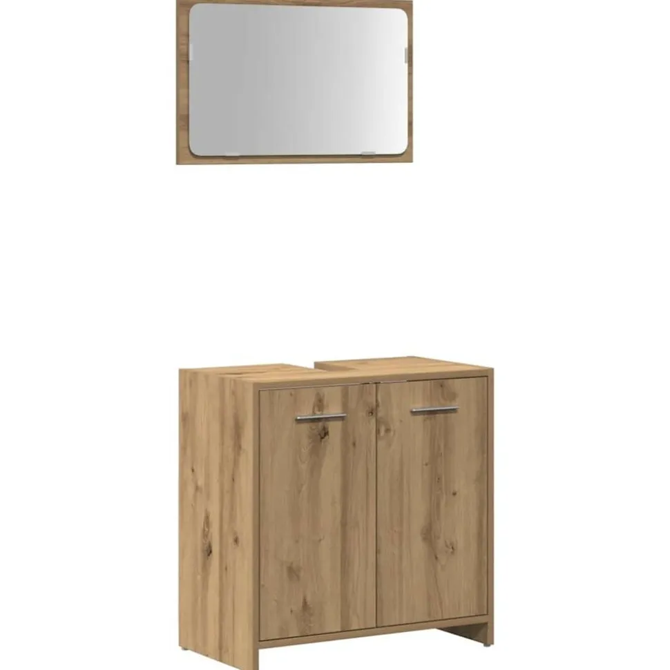 vidaXL Badkamerkast met spiegel bewerkt hout artisanaal eikenkleurig