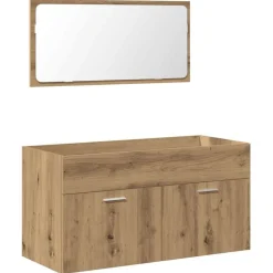 vidaXL Badkamerkast met spiegel bewerkt hout artisanaal eikenkleurig