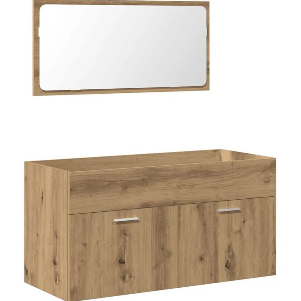 vidaXL Badkamerkast met spiegel bewerkt hout artisanaal eikenkleurig