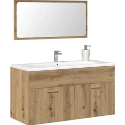 vidaXL Badkamerkast met spiegel bewerkt hout artisanaal eikenkleurig