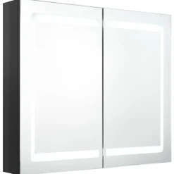 vidaXL Badkamerkast met spiegel en LED 80x12x68 cm glanzend zwart
