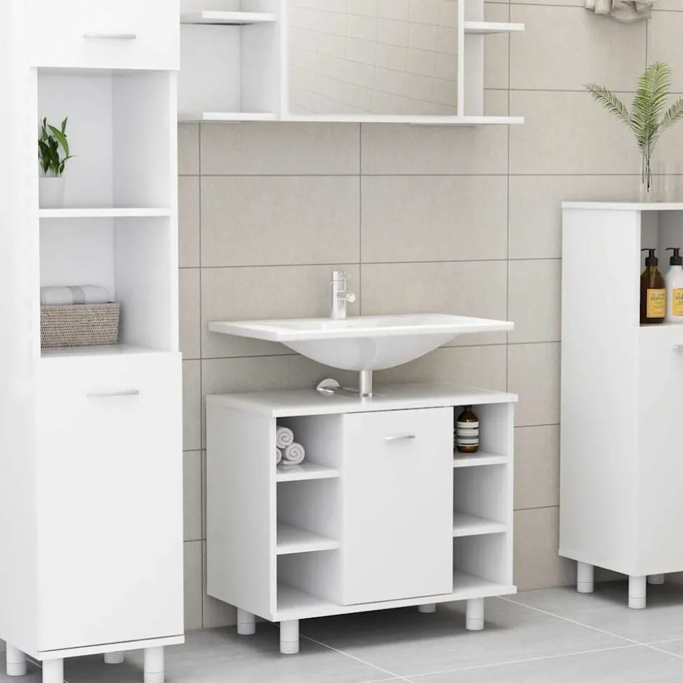 vidaXL Badkamerkast 60x32x53,5 cm bewerkt hout wit