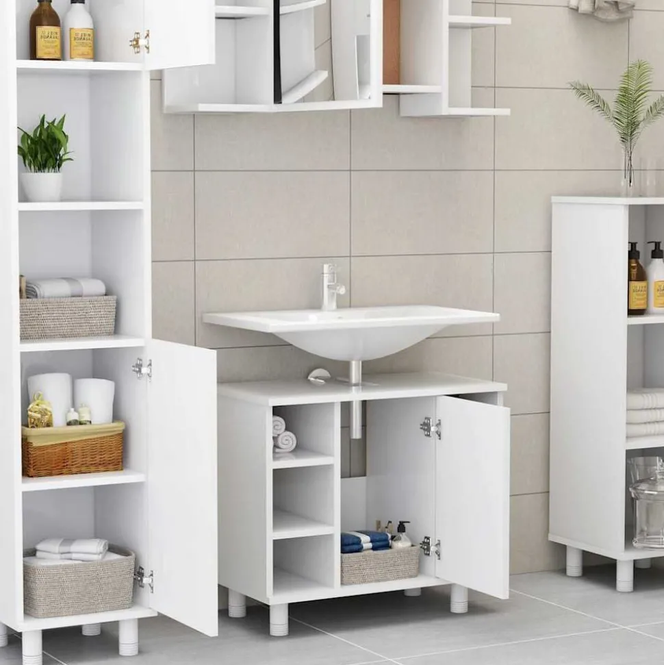 vidaXL Badkamerkast 60x32x53,5 cm bewerkt hout wit