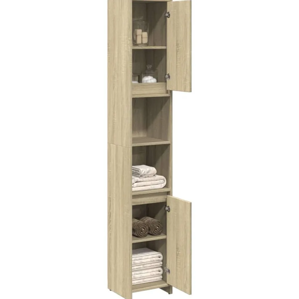 vidaXL Badkamerkast 30x30x183,5 cm spaanplaat sonoma eikenkleurig