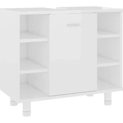 vidaXL Badkamerkast 60x32x53,5 cm bewerkt hout hoogglans wit