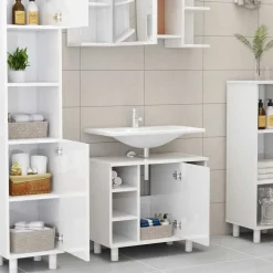 vidaXL Badkamerkast 60x32x53,5 cm bewerkt hout hoogglans wit