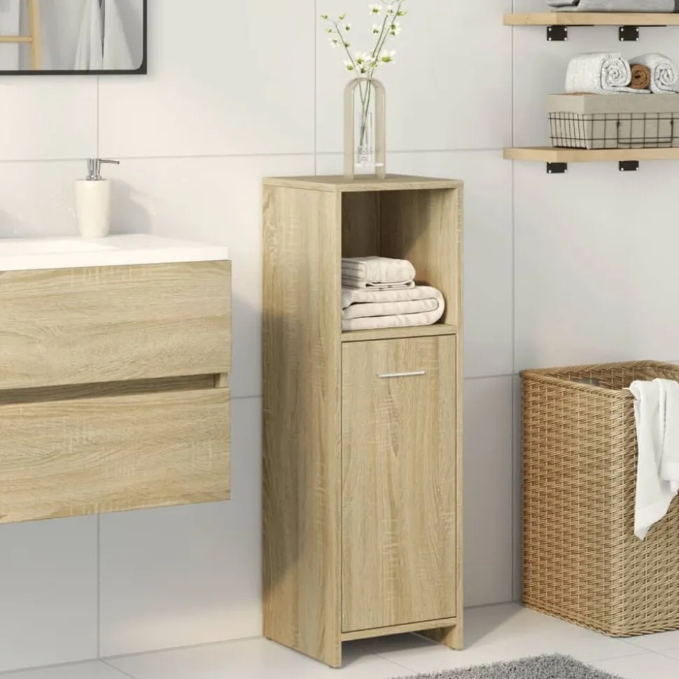 vidaXL Badkamerkast 30x30x95 cm spaanplaat sonoma eikenkleurig