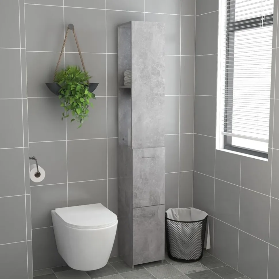 vidaXL Badkamerkast 25x26,5x170 cm bewerkt hout betongrijs
