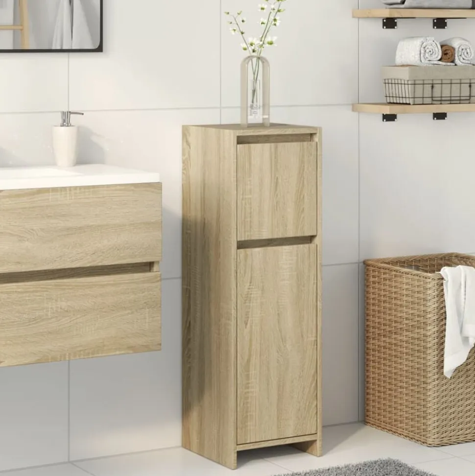 vidaXL Badkamerkast 30x30x95 cm spaanplaat sonoma eikenkleurig
