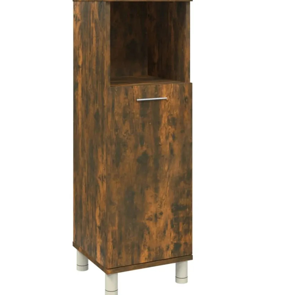 vidaXL Badkamerkast 30x30x95 cm bewerkt hout gerookt eikenkleurig