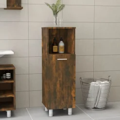 vidaXL Badkamerkast 30x30x95 cm bewerkt hout gerookt eikenkleurig
